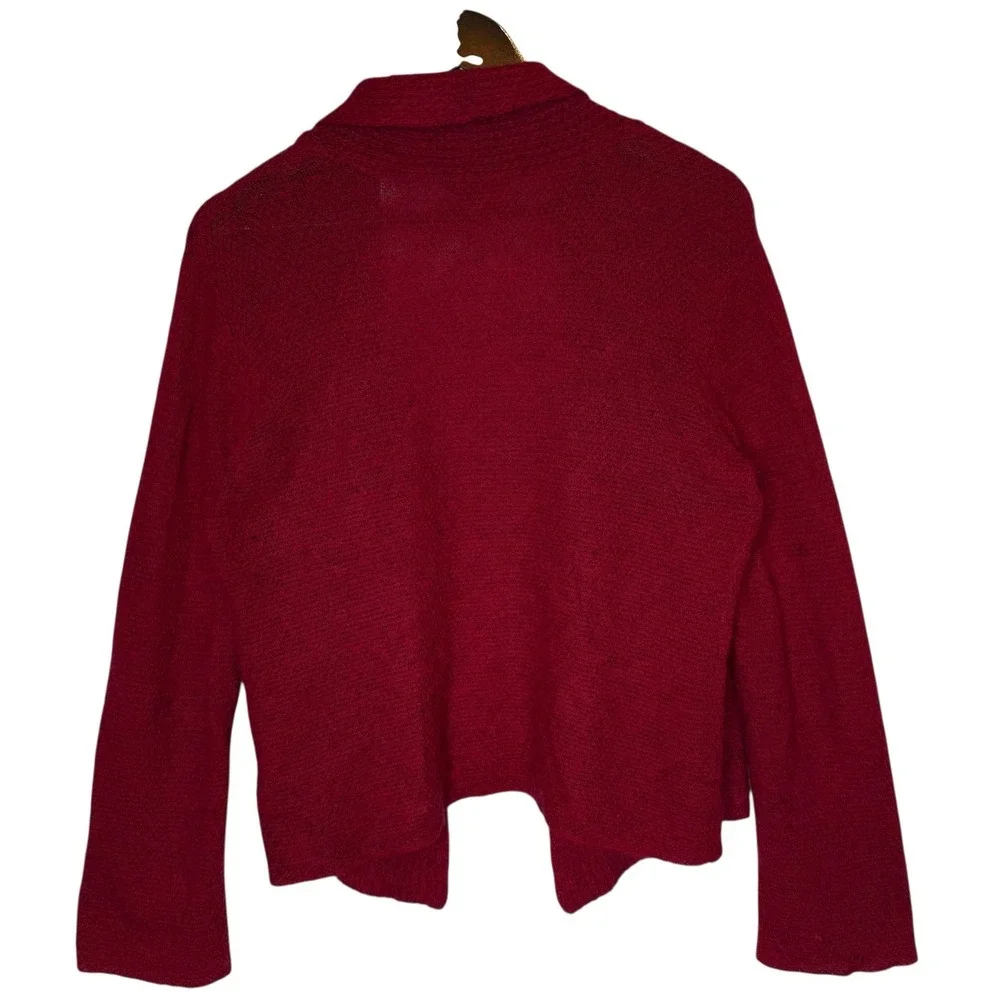 Eileen Fisher Wool Mohair Cashmere Cardigan Open Front Quiet Luxury Red‎ XS